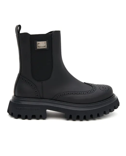 Dolce&Gabbana Дитячі шкіряні ботильйони Beatles - Артикул: DA5295-A6379-M