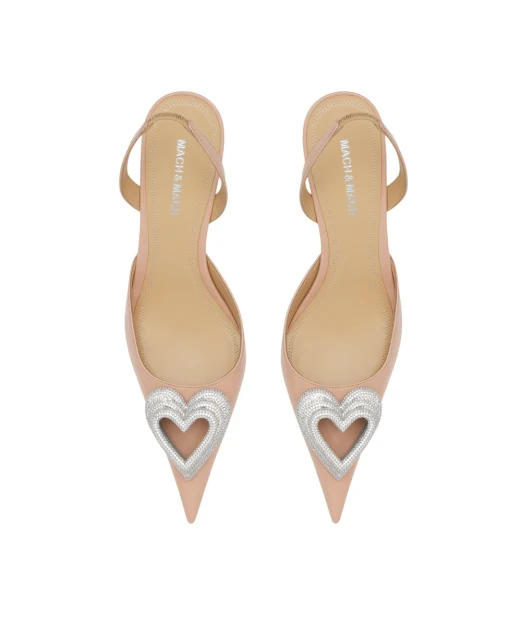 Mach&Mach Туфли TRIPLE HEART из лакированной телячьей кожи с кристаллами - Артикул: R26-S1082-65-PAT-NUD