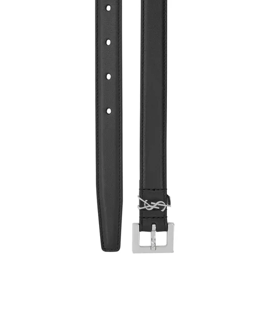 Saint Laurent Тонкий ремінь Cassandre з гладкої шкіри - Артикул: 554465-BOO0N