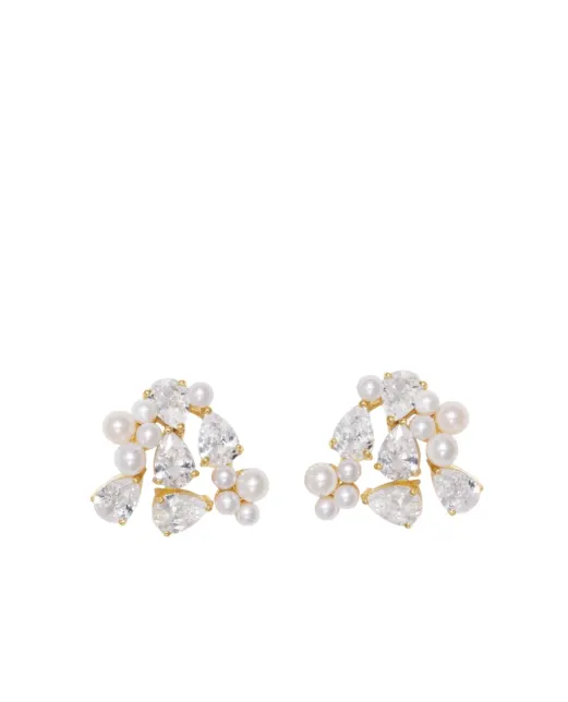 Completedworks Серьги из переработанного золота с жемчугом и цирконием - Артикул: P180