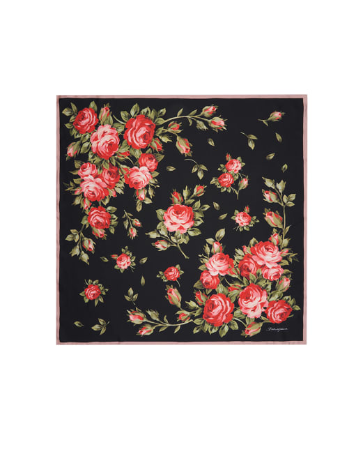 Dolce&Gabbana Шовкова хустка з квітковим принтом - Артикул: FN090R-GDDPL