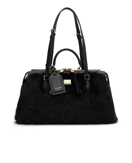 Dolce&Gabbana Сумка-тоут Vittoria з телячої шкіри та овечого хутра - Артикул: BB7844-AX911