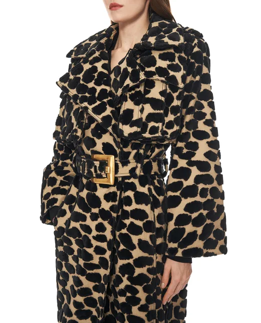 Balmain Тренч з поясом з оксамиту та жаккарду - Артикул: FF1TL180CG06