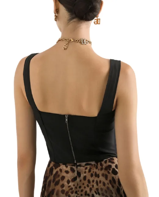 Dolce&Gabbana Бюстьє з корсетної жакардової тканини та мережива - Артикул: F7T19T-GDCLQ