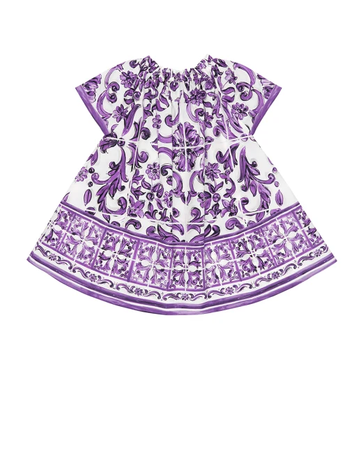Dolce&Gabbana Детское платье с принтом майолики - Артикул: L54DH4-FI5LT-S