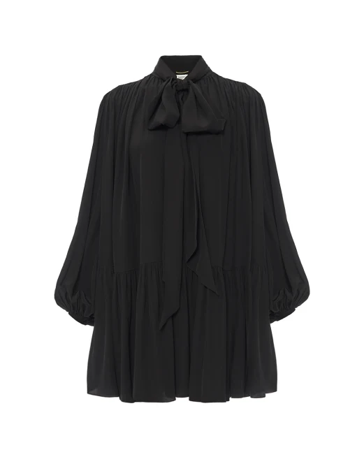 Saint Laurent Шелковое платье Lavallière - Артикул: 832871-Y7K76