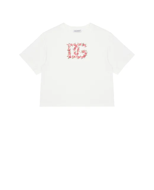 Dolce&Gabbana Дитяча футболка з принтом логотипу DG - Артикул: L5JTNL-G7PVF-B