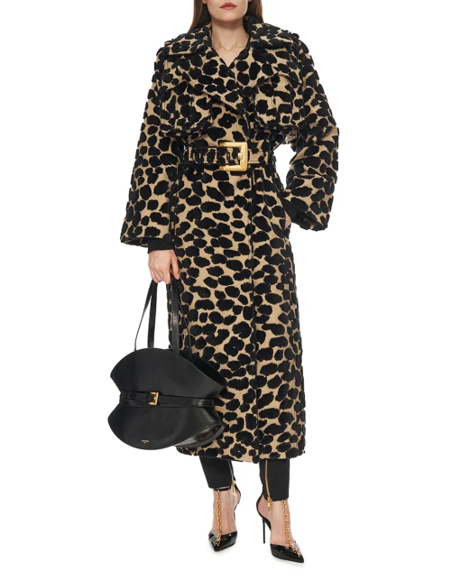 Balmain Тренч з поясом з оксамиту та жаккарду - Артикул: FF1TL180CG06