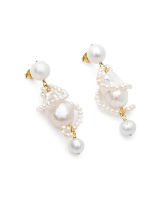 Completedworks Сережки з перлів та переробленого золота з позолотою - Артикул: P161