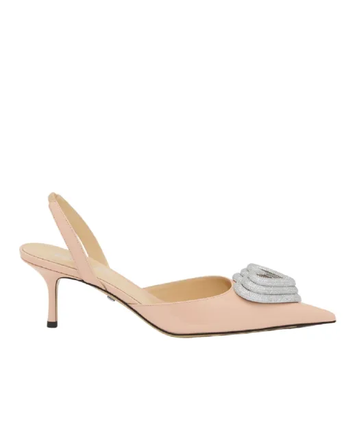 Mach&Mach Туфли TRIPLE HEART из лакированной телячьей кожи с кристаллами - Артикул: R26-S1082-65-PAT-NUD