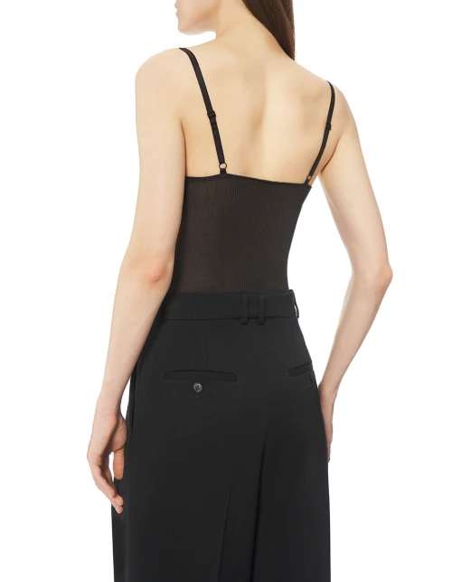 Saint Laurent Майка з шовку з мереживним оздобленням - Артикул: 796843-Y37SM