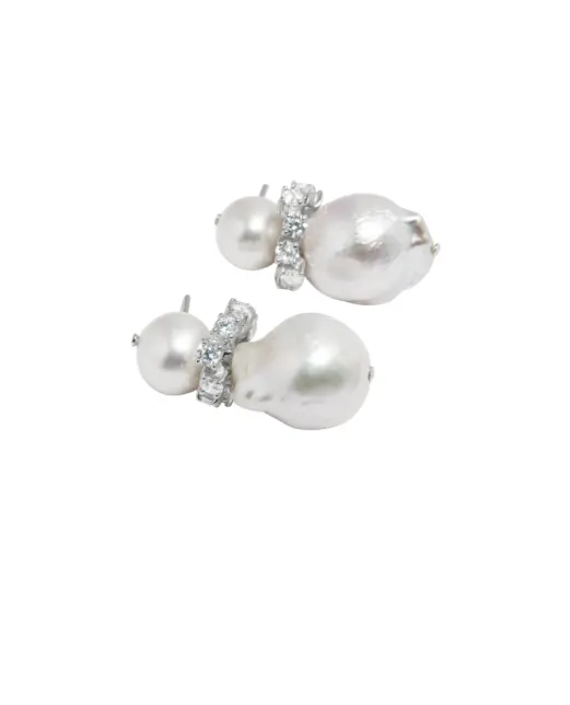Completedworks Серьги из переработанного серебра с жемчугом и цирконием - Артикул: P217