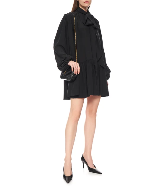 Saint Laurent Шелковое платье Lavallière - Артикул: 832871-Y7K76