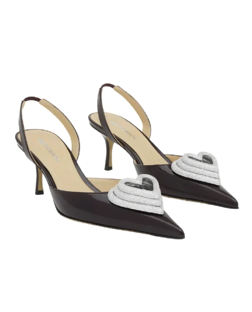 Mach&Mach Туфли TRIPLE HEART из лакированной телячьей кожи с кристаллами - Артикул: R26-S1082-65-PAT-PLB