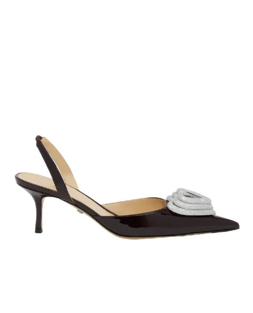 Mach&Mach Туфли TRIPLE HEART из лакированной телячьей кожи с кристаллами - Артикул: R26-S1082-65-PAT-PLB