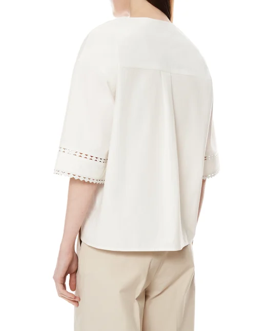Yves Salomon Блузка с кожаными деталями - Артикул: 26EYH03860COAP