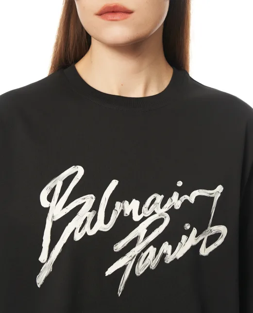 Balmain Вільна футболка з принтом Balmain Paris Brush - Артикул: GF1EG110BD41