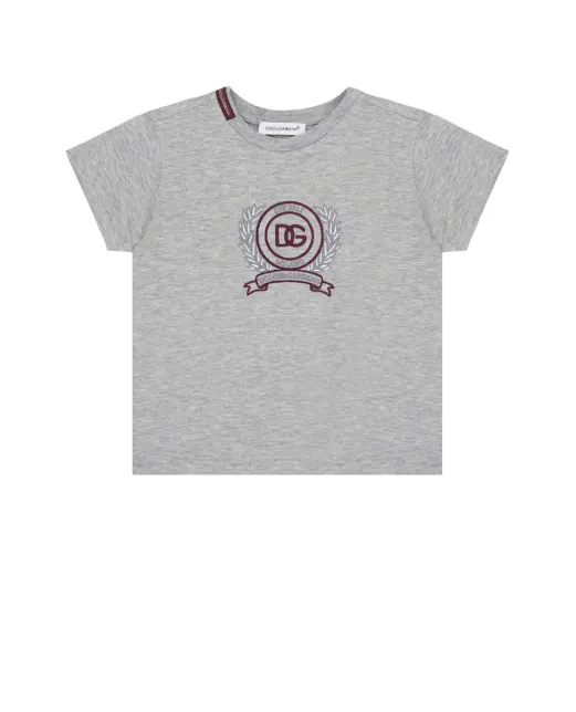 Dolce&Gabbana Детская футболка с вышивкой логотипа - Артикул: L1JTEY-G7PVA