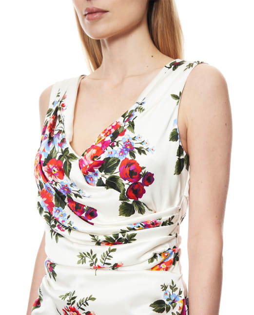 Dolce&Gabbana Сукня з атласу з квітковим принтом - Артикул: F612RT-FSICE