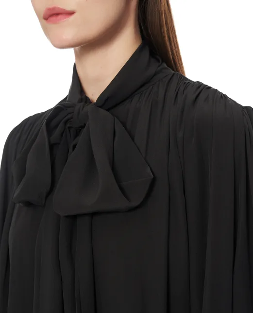 Saint Laurent Шелковое платье Lavallière - Артикул: 832871-Y7K76