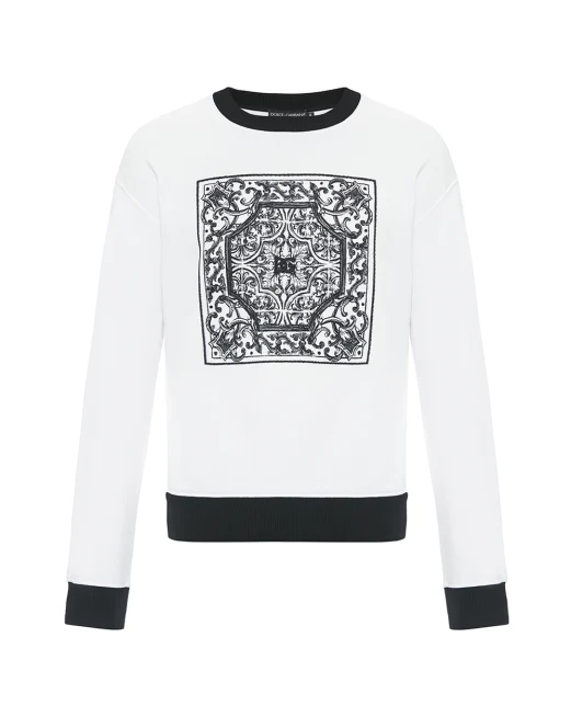 Dolce&Gabbana Світшот з вишитим візерунком «Майоліка» - Артикул: G9AHSZ-G7O9V