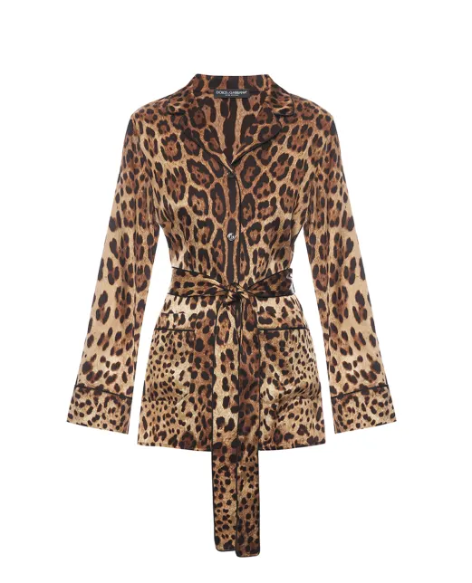 Dolce&Gabbana Пижамная рубашка из шёлка - Артикул: F5I89T-FSAXY