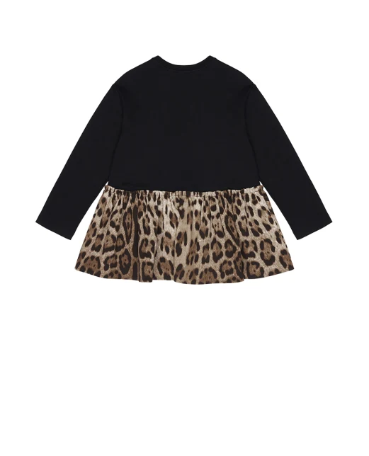 Dolce&Gabbana Детское платье с леопардовым принтом - Артикул: L5JDAW-G7PRY-B