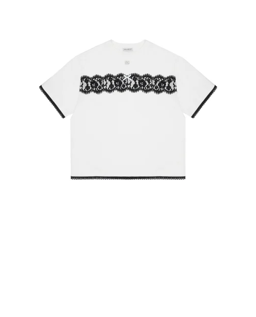 Dolce&Gabbana Детская футболка с кружевом - Артикул: L5JTQT-G7PTX-S