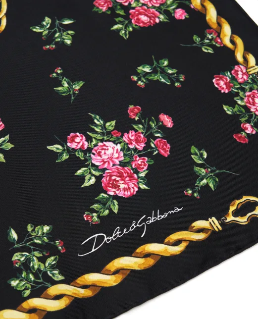 Dolce&Gabbana Шовкова хустка з квітковим принтом - Артикул: FN090R-GDDLM