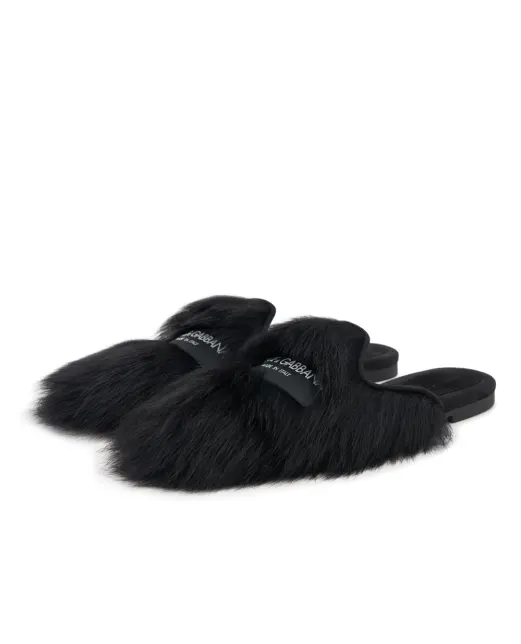 Dolce&Gabbana Шльопанці з овчини та замші - Артикул: CI0224-A9Y93