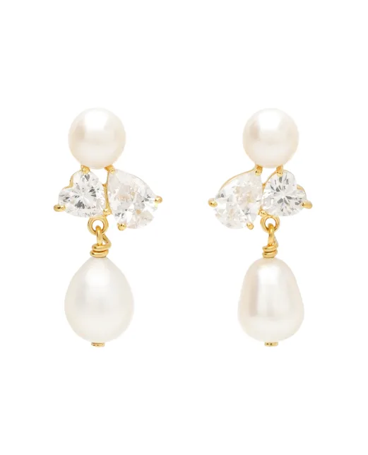 Completedworks Сережки з переробленого золота з перлами і цирконієм - Артикул: P98