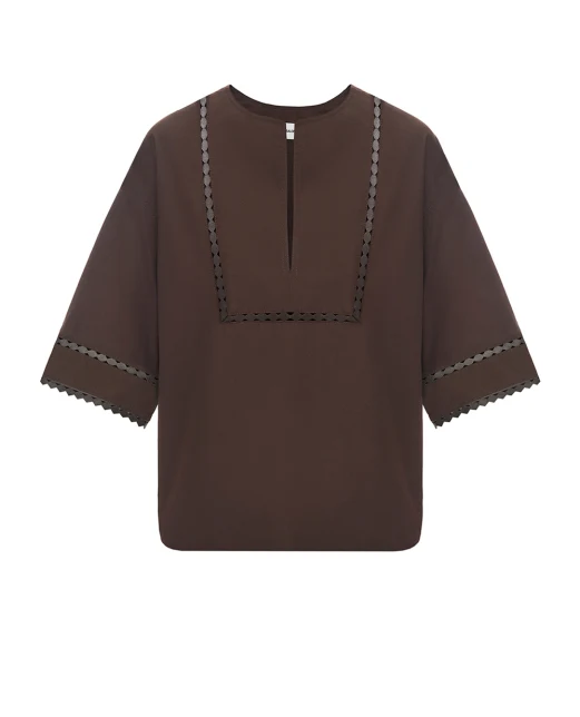 Yves Salomon Блузка с кожаными деталями - Артикул: 26EYH03860COAP