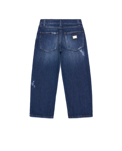 Dolce&Gabbana Детские джинсы с эффектом потертости - Артикул: L42F88-LDD53-S