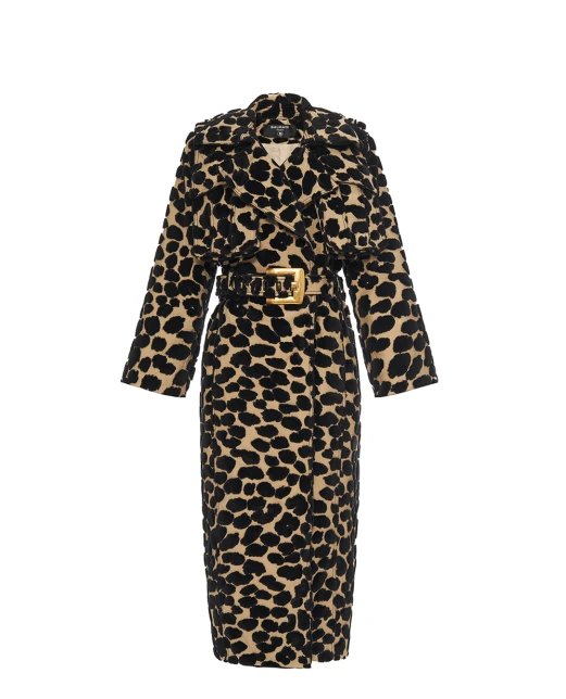Balmain Тренч з поясом з оксамиту та жаккарду - Артикул: FF1TL180CG06