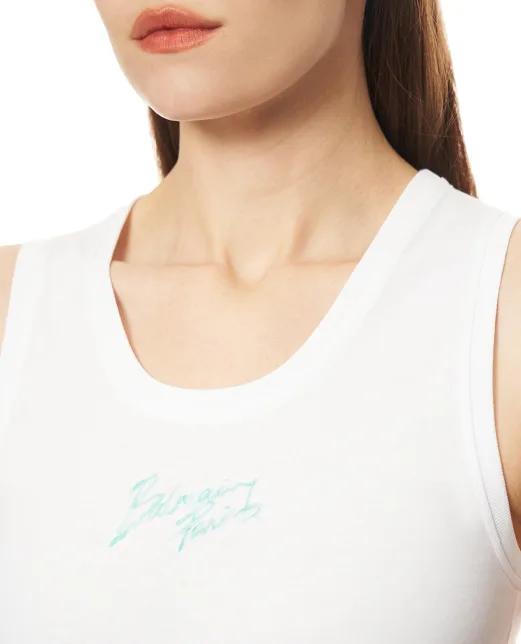 Balmain Свободная майка с принтом - Артикул: GF1EB075BD40