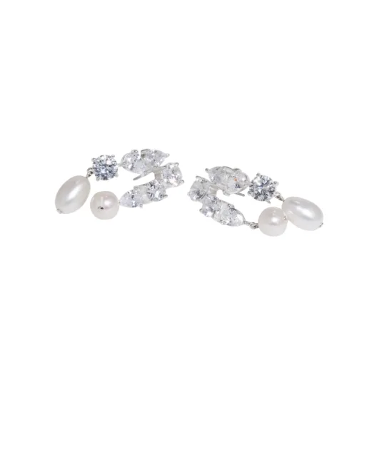 Completedworks Серьги из переработанного серебра с жемчугом и цирконием - Артикул: Z57