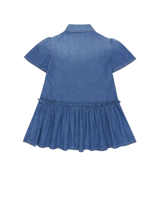 Dolce&Gabbana Детское джинсовое платье с вышивкой логотипа - Артикул: L54DO6-LDD55-B