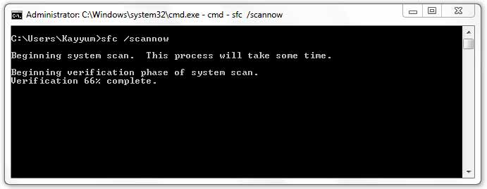 sfc /scannow command in windows command prompt
