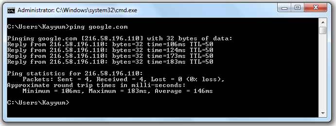 set ping console command