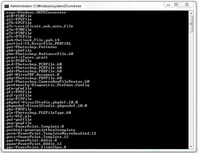 assoc command in windows command prompt