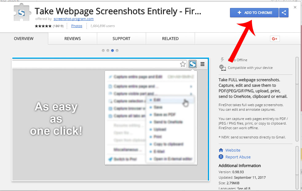 screenshot google chrome add on