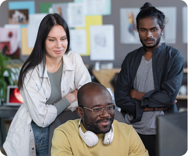 Group of diverse tech professionals collaborating