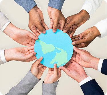 Hands holding a globe