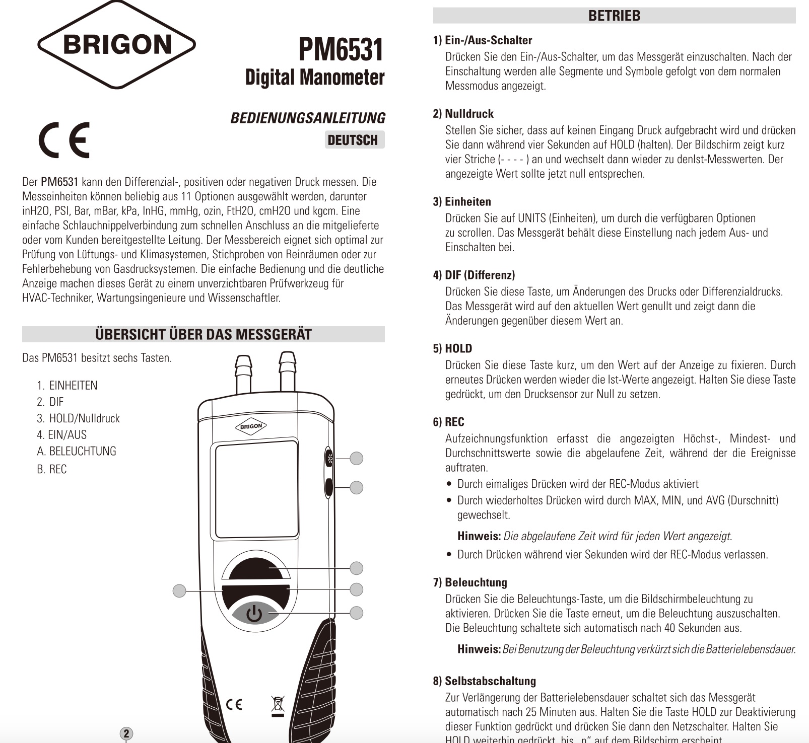 BRIGON PM6531 Handbuch