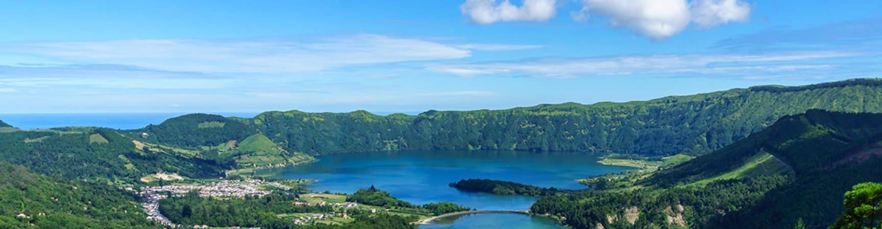 Cratera na ilha de sao miguel acores portugal