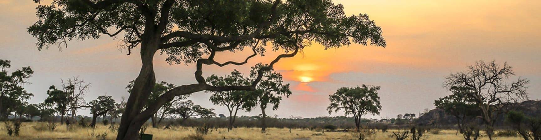 Pôr do sol em Botswana