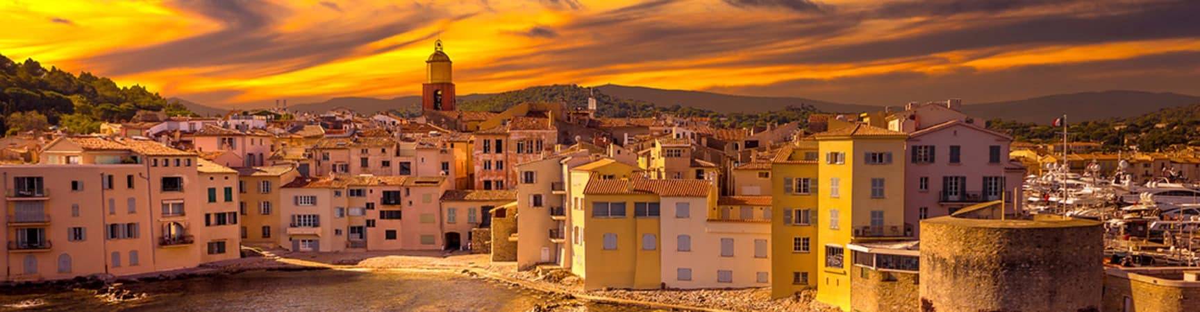 Por do sol saint tropez cote dazur franca