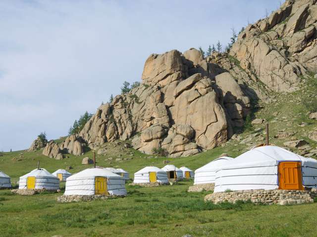 Gers da mongolia no parque nacional gorkhi terelji