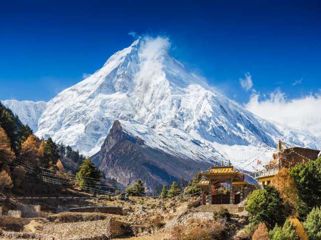 Ponto turístico Monte Manaslu, Himalaia, Nepal