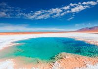 Salt water pool in salinas grandes salt flat jujuy argentina